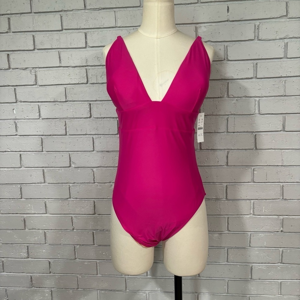 J.Crew Women’s Pink One‎ Piece Plunge Swimsuit